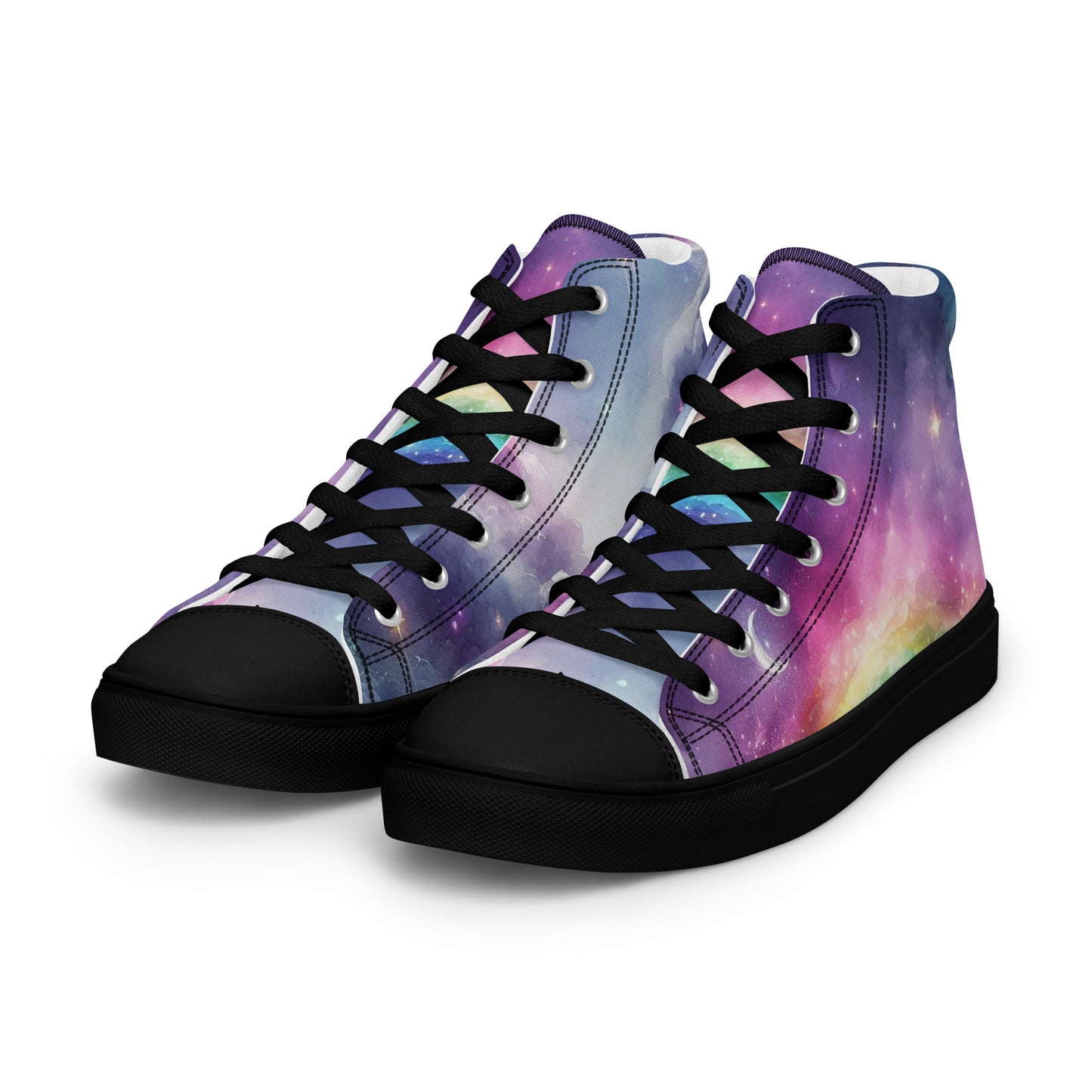 Women's Purple Rainbow Clouds Canvas High Tops