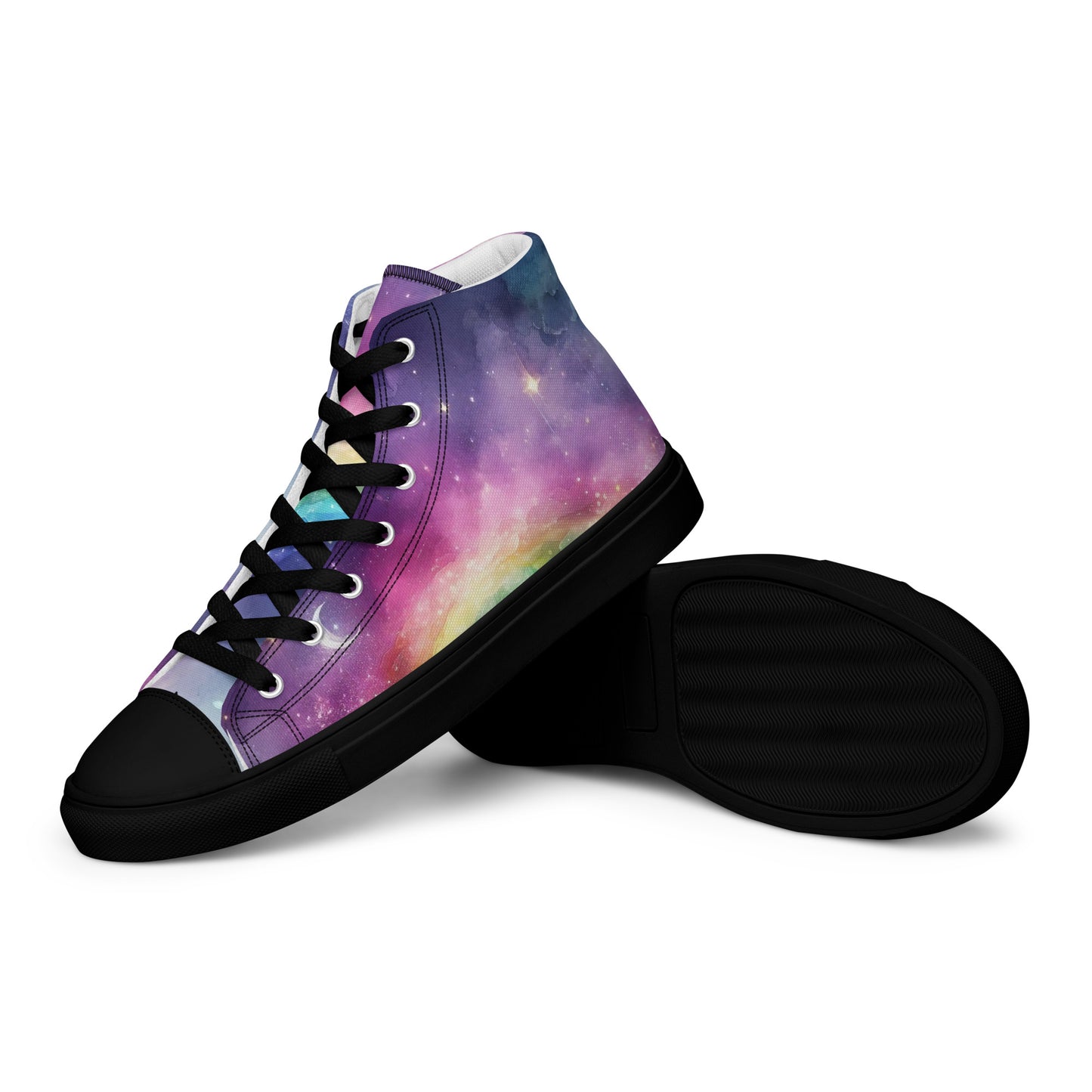 Women's Purple Rainbow Clouds Canvas High Tops