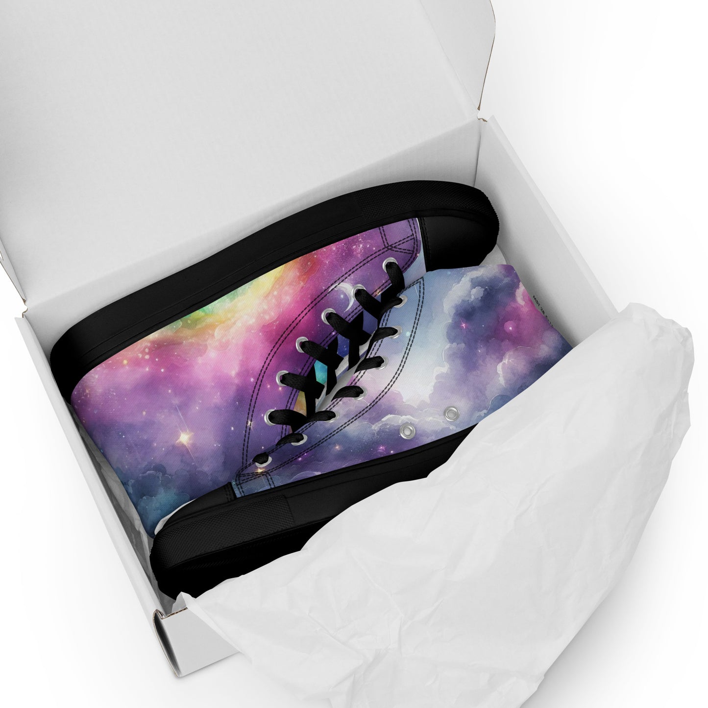 Women's Purple Rainbow Clouds Canvas High Tops