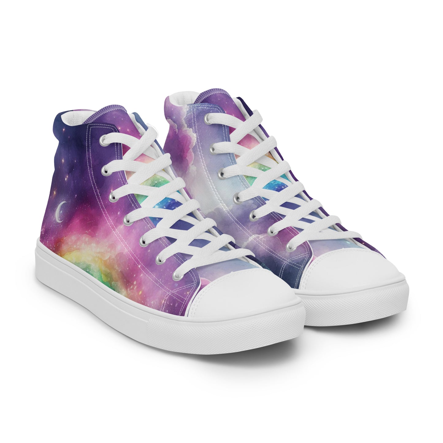 Women's Purple Rainbow Clouds Canvas High Tops