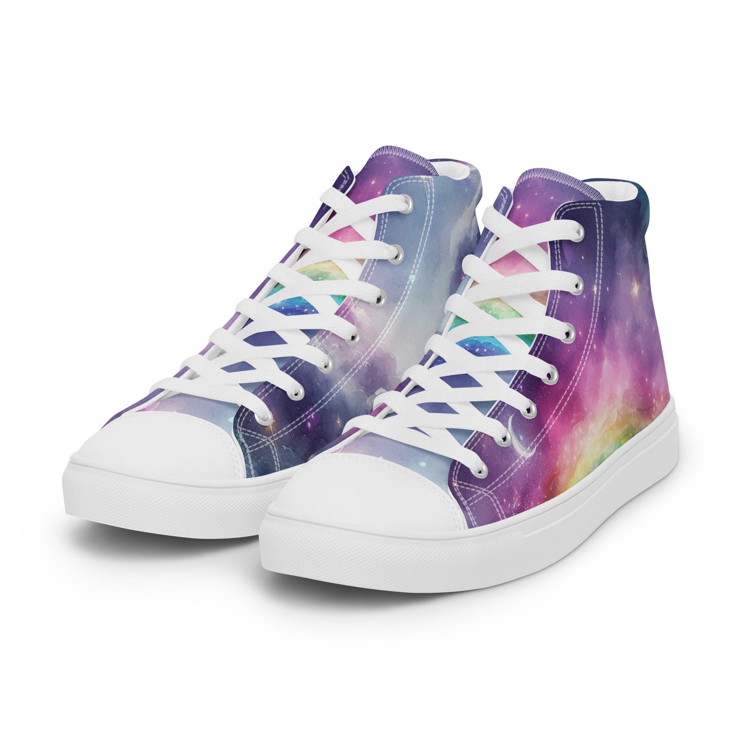 Women's Purple Rainbow Clouds Canvas High Tops