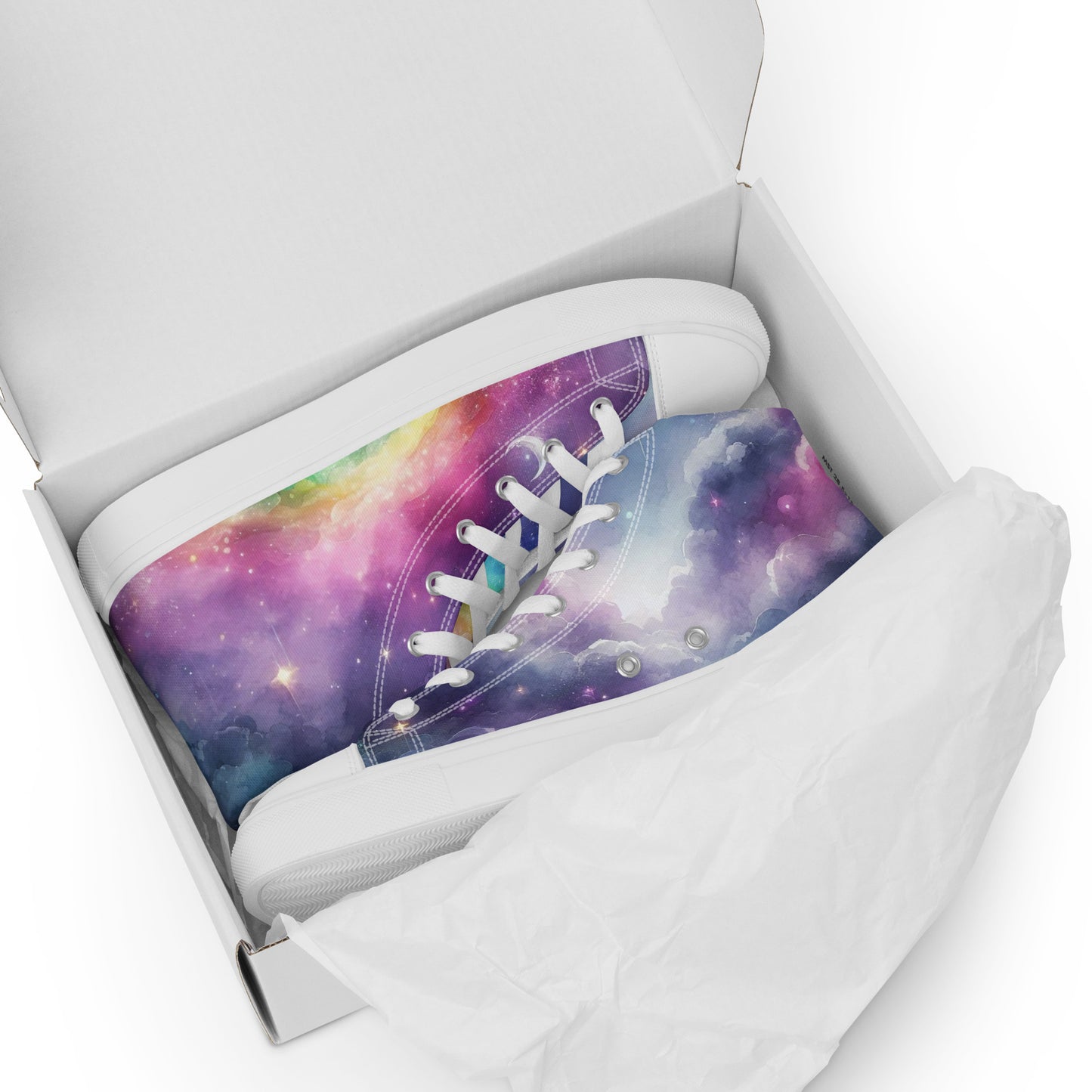 Women's Purple Rainbow Clouds Canvas High Tops