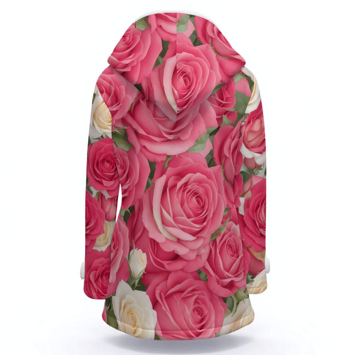 Ladies Rose Print Double Breasted Winter Coat
