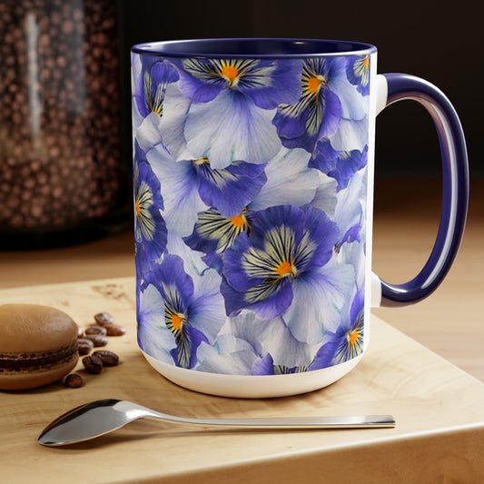 Two Tone Blue Floral Coffee Mug