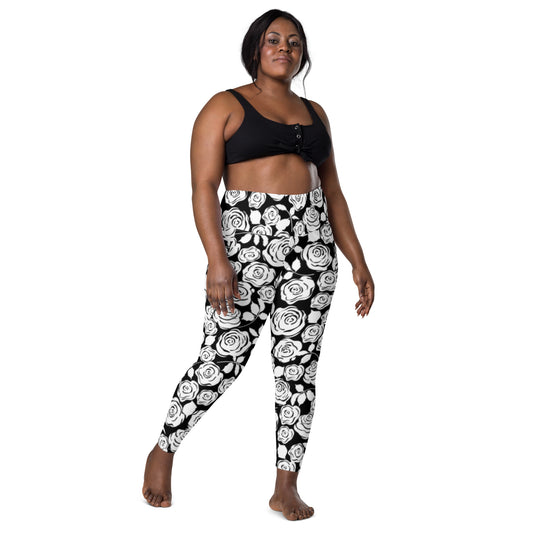 Ladies Flower Print Leggings w/Pockets