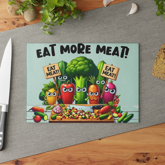 Angry Veggies Glass Cutting Board