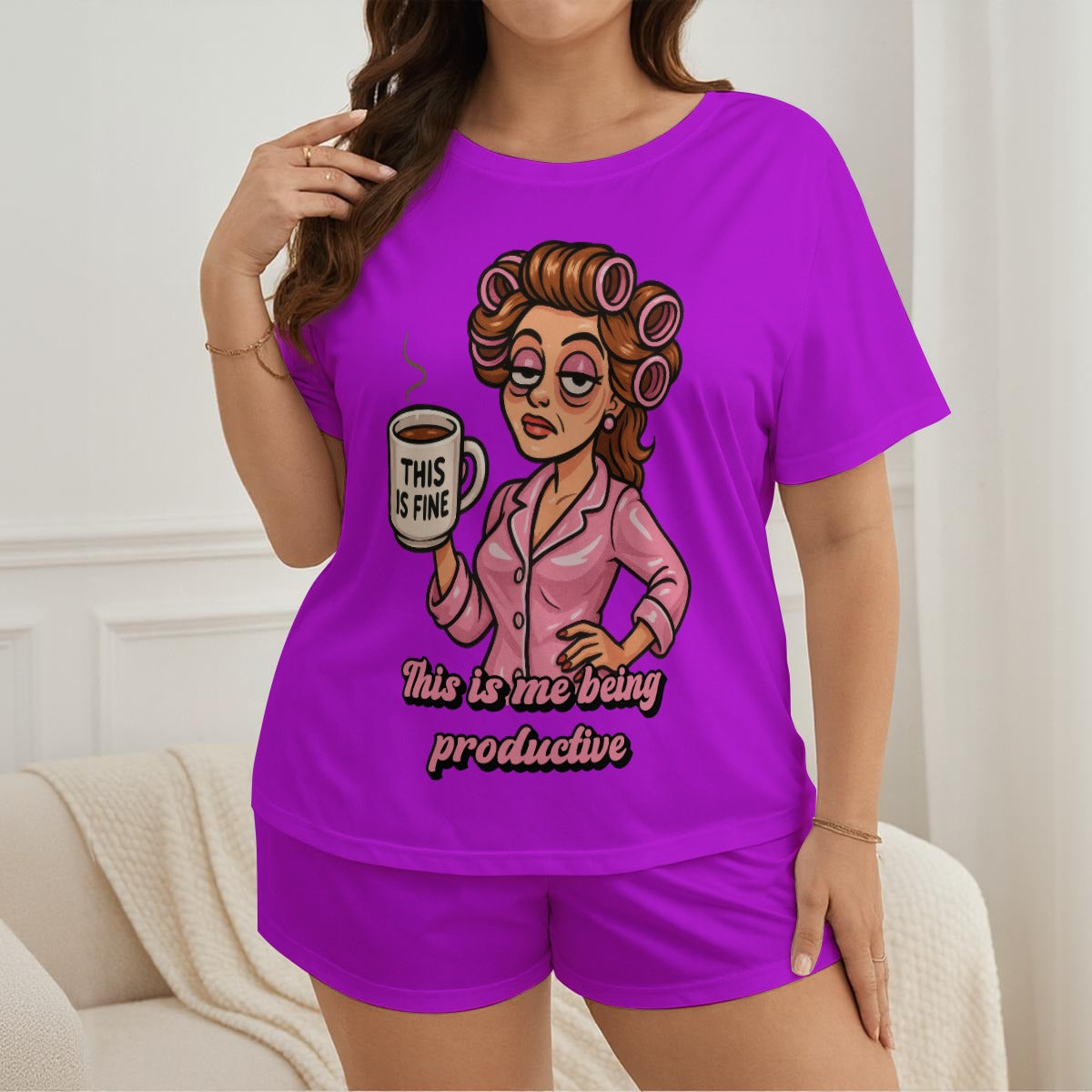 Ladies "Being Productive" Pajama Short Set