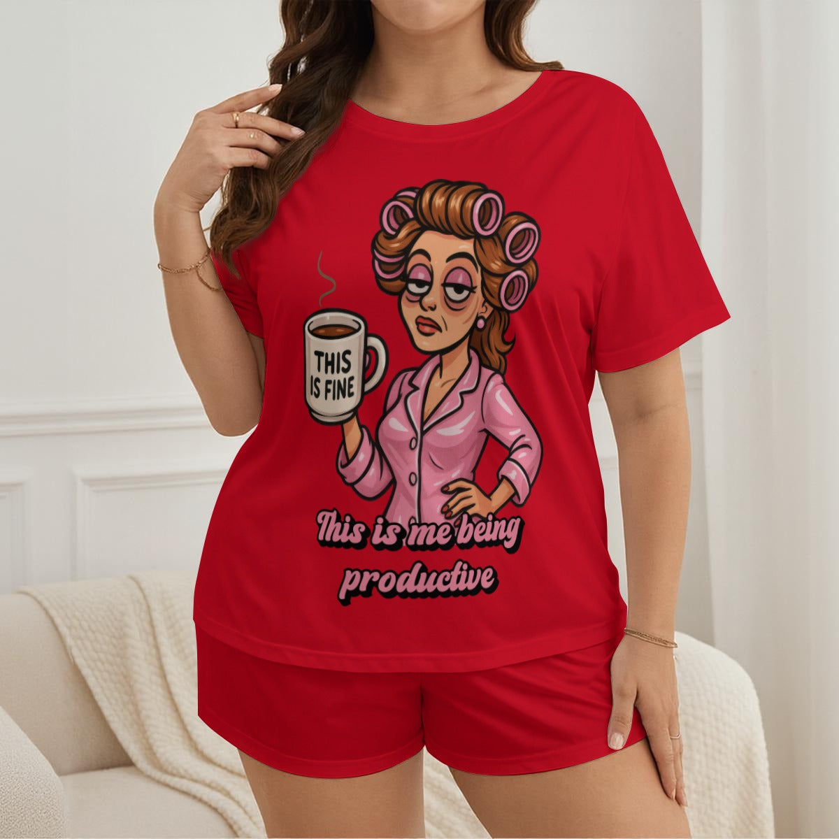 Ladies "Being Productive" Pajama Short Set