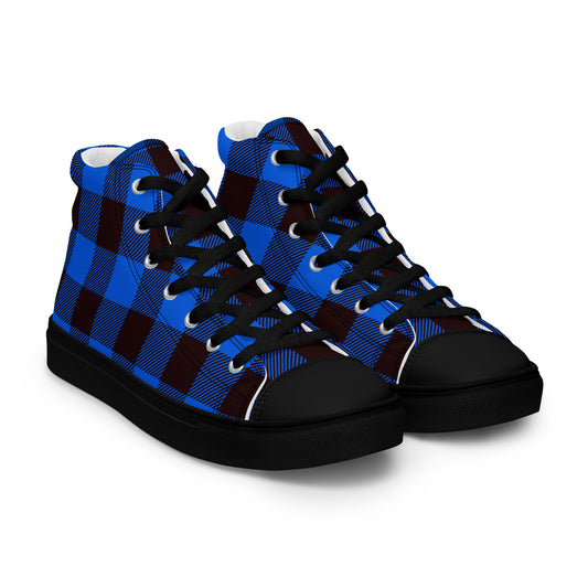 Ladies Blue Plaid High Top Sneakers