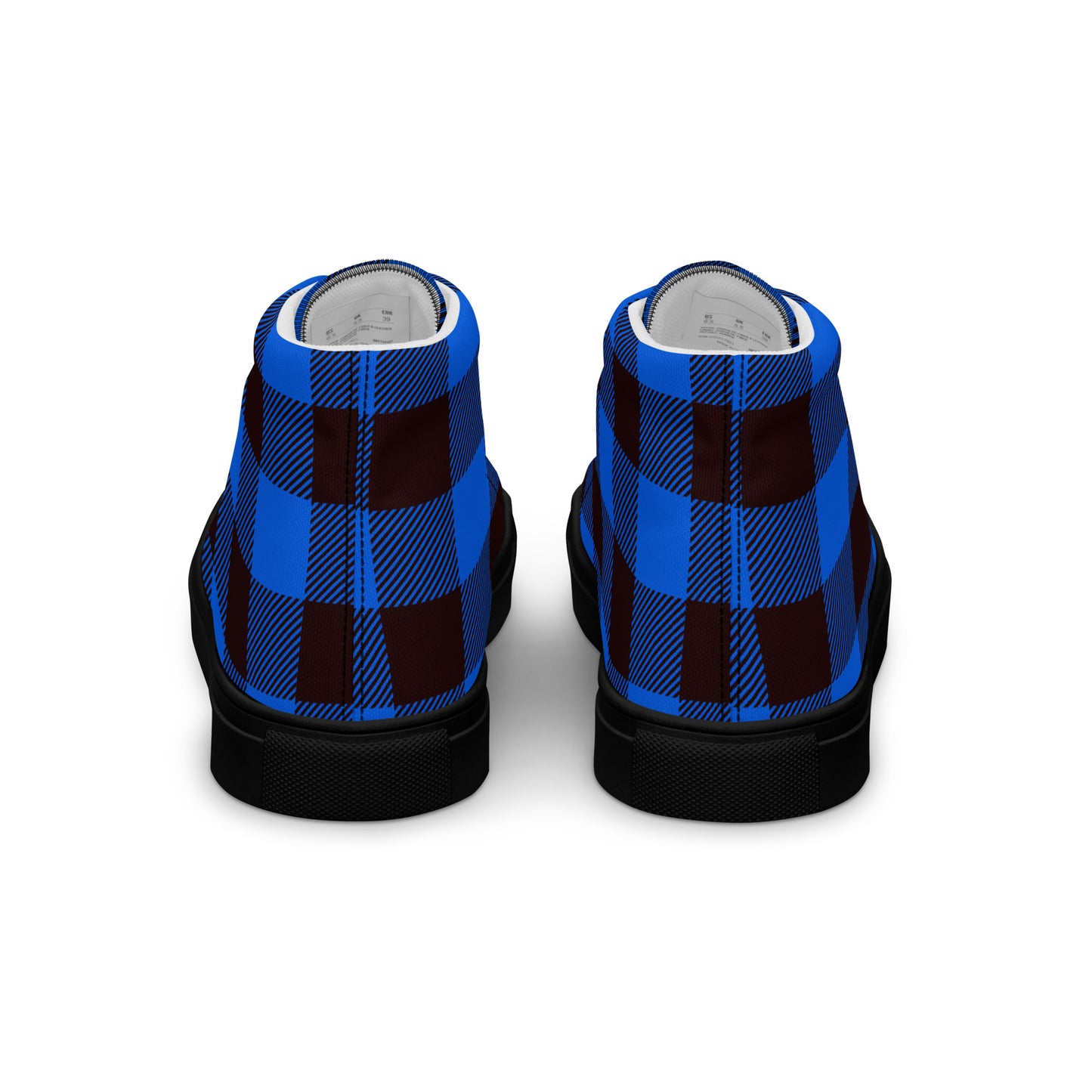 Ladies Blue Plaid High Top Sneakers