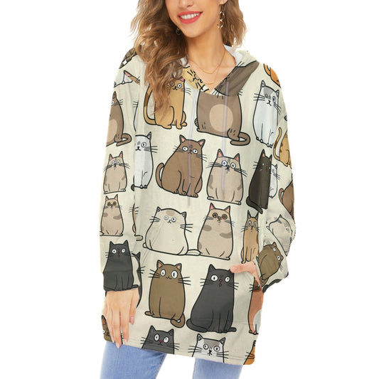 Ladies Cats Pull Over Hoodie