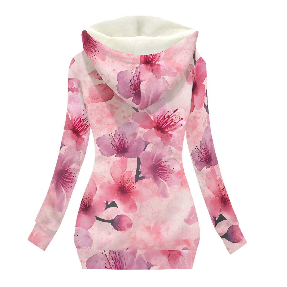Ladies Cherry Blossom Fleece Lined Hooded Jacket