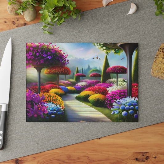 "A Colorful Walk" Glass Cutting Board