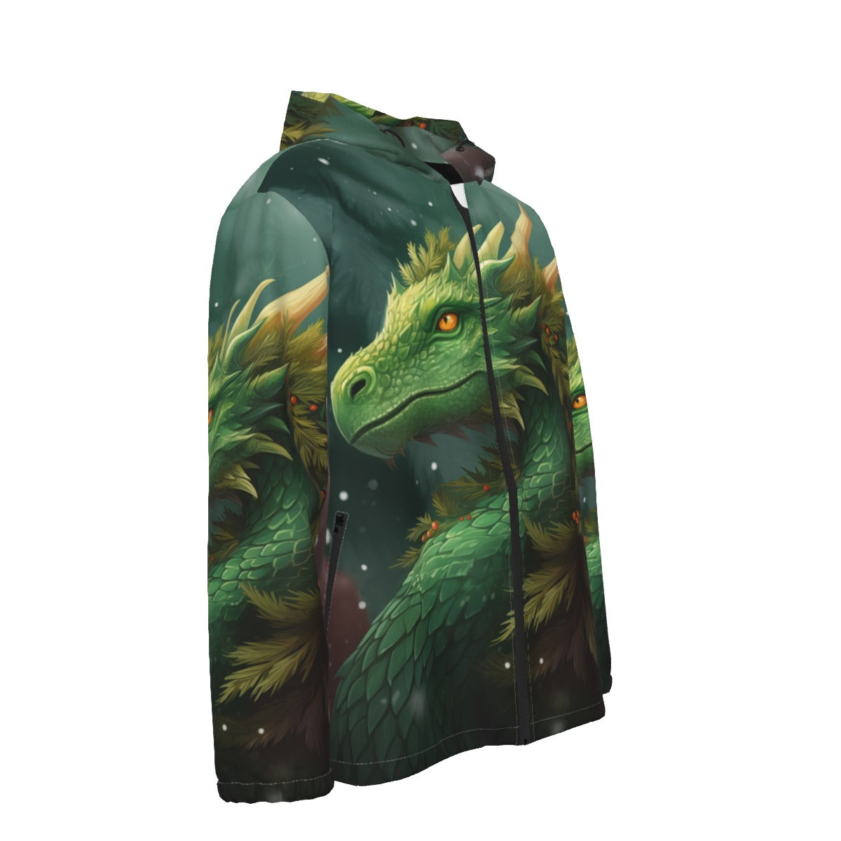 Men's Dragon Print Hooded Windbreaker