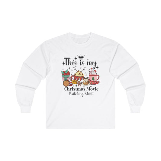 "This Is My Christmas Movie Watching Shirt" Long Sleeve Tee